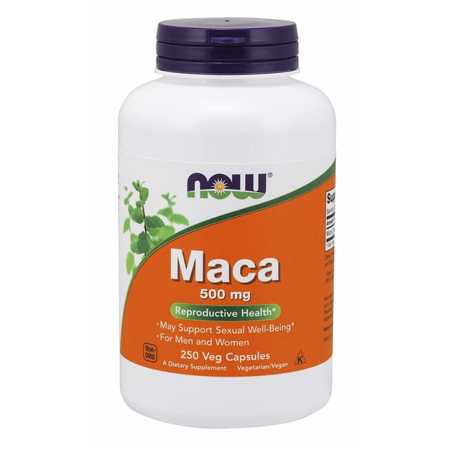 NOW Maca 500 Mg 250 Veg Capsules Fresh Made in USA, White