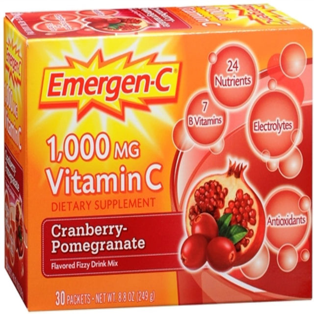 Emergen-C Vitamin C Drink Mix Packets Cranberry Pomegranate 30 Each (Pack of 2)