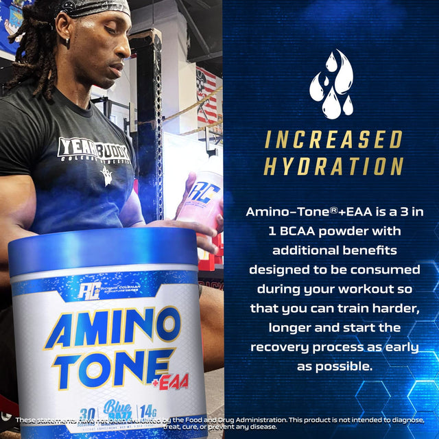 Ronnie Coleman Signature Series Amino-Tone Eaas Amino Acids Powder with Bcaas, Hydration Essential Amino Acids Post Workout Muscle Recovery, Cherry Limeade, 30 Servings