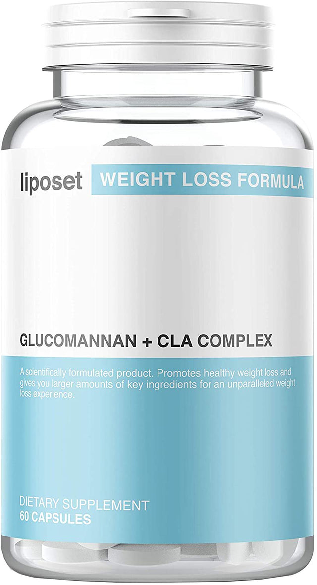 Liposet Weight Loss Supplement with Glucomannan and CLA Complex Safe & Natural Way to Reduce Appetite Weight Loss Program with Konjac Root 60 Capsules