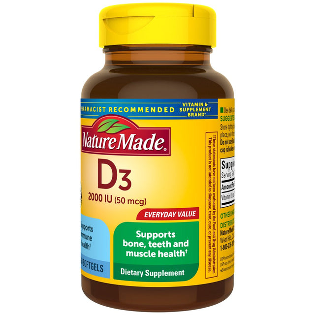 Nature Made Vitamin D3 2000 IU (50 Mcg) Softgels, Dietary Supplement for Bone and Immune Health Support, 260 Count