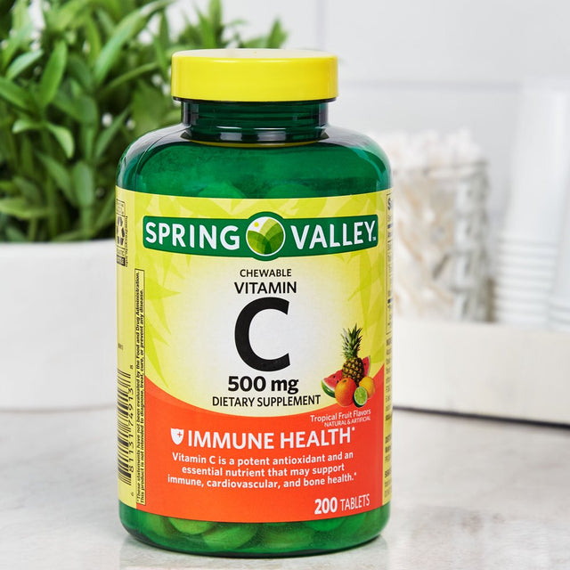 Spring Valley Vitamin C Chewable Tablets Dietary Supplement, Tropical Fruit, 500 Mg, 200 Count