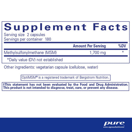 Pure Encapsulations MSM Capsules | Sulfur Supplement to Support Joints, Immune System, Connective Tissue, and Respiratory Health* | 360 Capsules