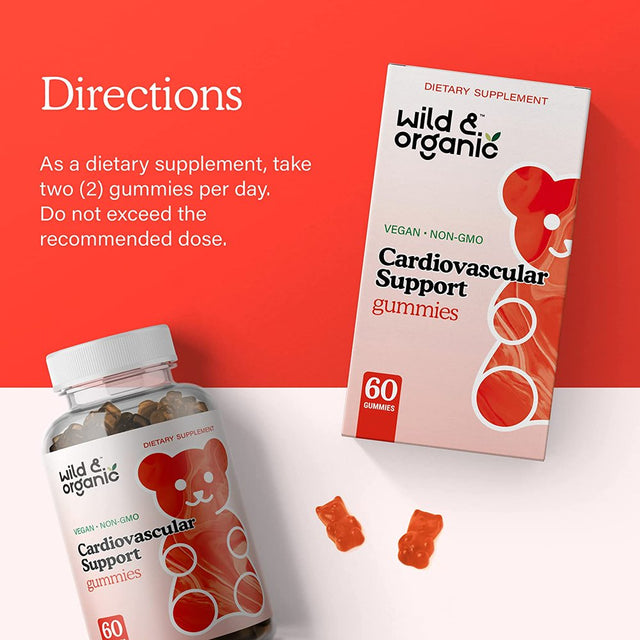 Wild & Organic Blood Pressure Support Gummies with Beetroot for Heart Health, 60 Chews