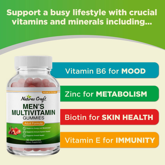 Mens Multivitamin Gummies for Adults and Natural Multivitamin Immune Support Gummies - 90 Gummies