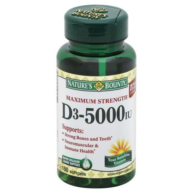 Nature'S Bounty Vitamin D3, Immune and Bone Health Support, 125 Mcg, Softgels, 150 Ct