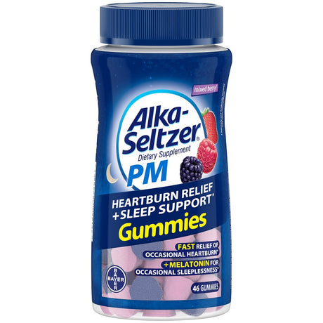 Alka-Seltzer PM Heartburn Relief and Sleep Support Gummies Mixed Berry, 46 Count