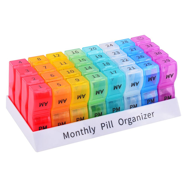 Greencycle 30 Day Pill Organizer 2 Times a Day Monthly Pill Case, BPA Free One Month Pill Box AM PM, Small Compartments to Hold Vitamins, Cod Liver Oil, Fish Oil, Supplements and Medication