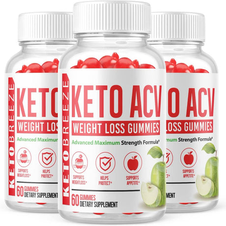 (3 Pack) Keto Breeze ACV Gummies - Supplement for Weight Loss - Energy & Focus Boosting Dietary Supplements for Weight Management & Metabolism - Fat Burn - 180 Gummies