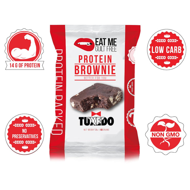 Eat Me Guilt Free Tuxedo Protein-Packed Brownie - 14G Protein, Low Carb, Keto-Friendly, Low Sugar, NON GMO, No Preservatives, Low Calorie Snack or Dessert | 12 Count