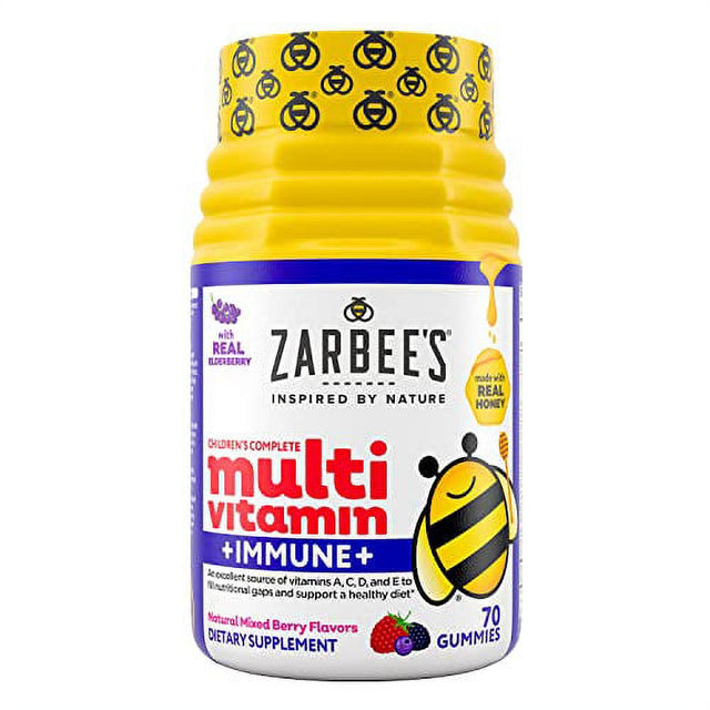 Zarbee'S Complete Kids Multivitamin Gummies + Immune Support, Children Vitamins Gummy with Vitamin A, C, D3, E, B6, B12, Folic Acid & Total B-Complex, 70 Count