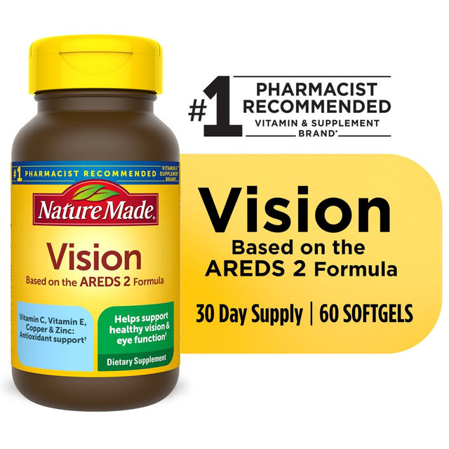 Nature Made Vision Based on the AREDS 2 Formula Softgels, Eye Vitamins, 60 Count