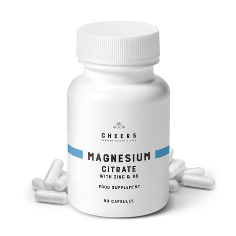 Cheers Magnesium Citrate | 90 Vegan Capsules | Gluten-Free Magnesium Citrate with Zinc & Vitamin B6 | High Dose 320 Mg | Easily Absorbable Mineral Supplement