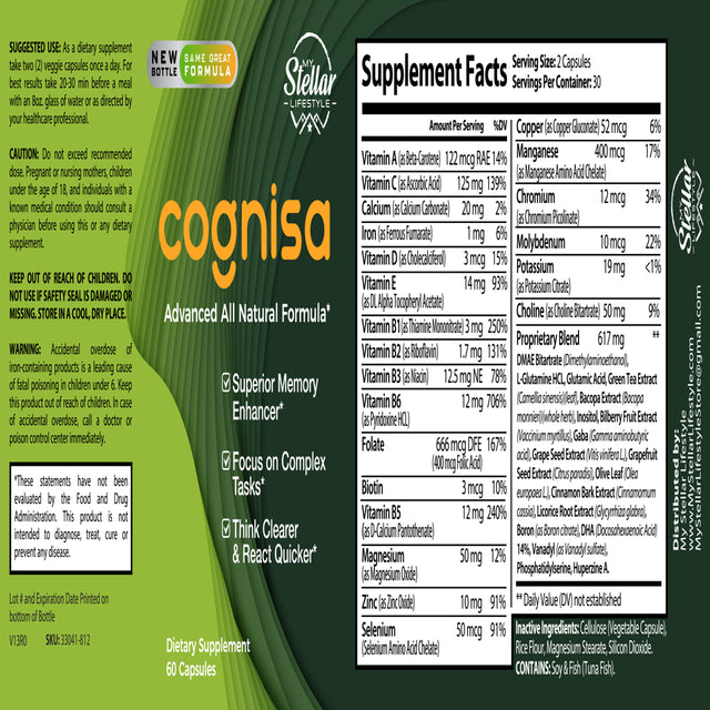 10 Pack Cognisa, Support Memory and Focus, Advanced All Natural Formula-60 Capsules X10