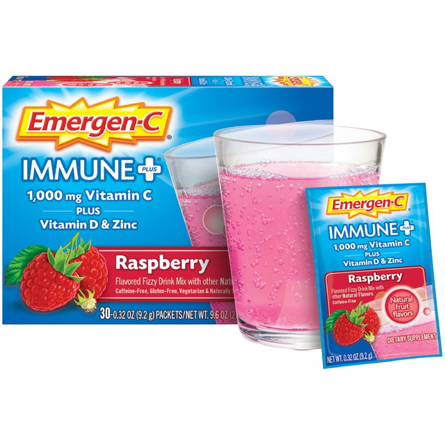 Emergen-C Immune plus Vitamin C Supplement Powder, Raspberry, 30 Ct