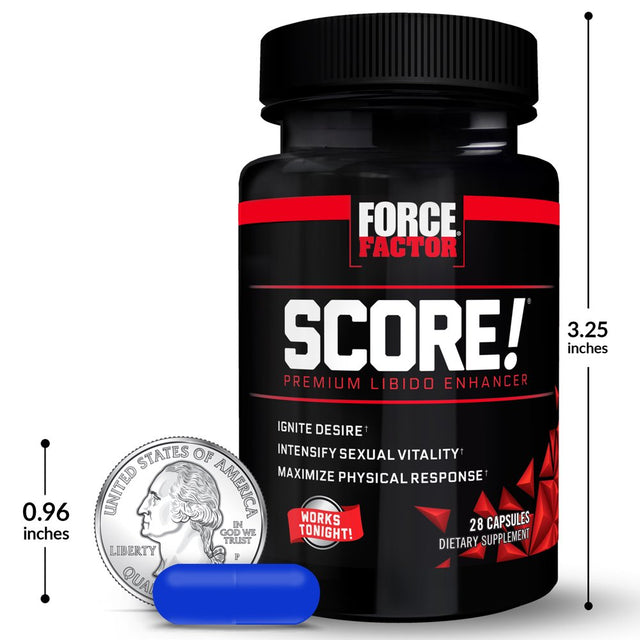 SCORE! Nitric Oxide Libido Enhancer for Men with Horny Goat Weed and L-Citrulline to Ignite Libido, Maximize Response, Increase Endurance, and Boost Male Vitality, Force Factor, 28 Capsules