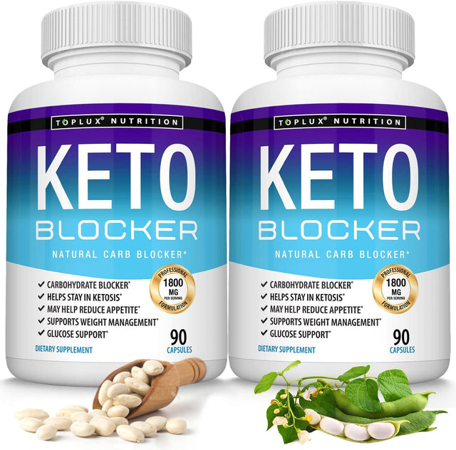 Toplux Keto Blocker Pills White Kidney Bean Extract - 1800 Mg Natural Ketosis, Support Keto Diet, for Men Women, 90 Capsules, Supplement