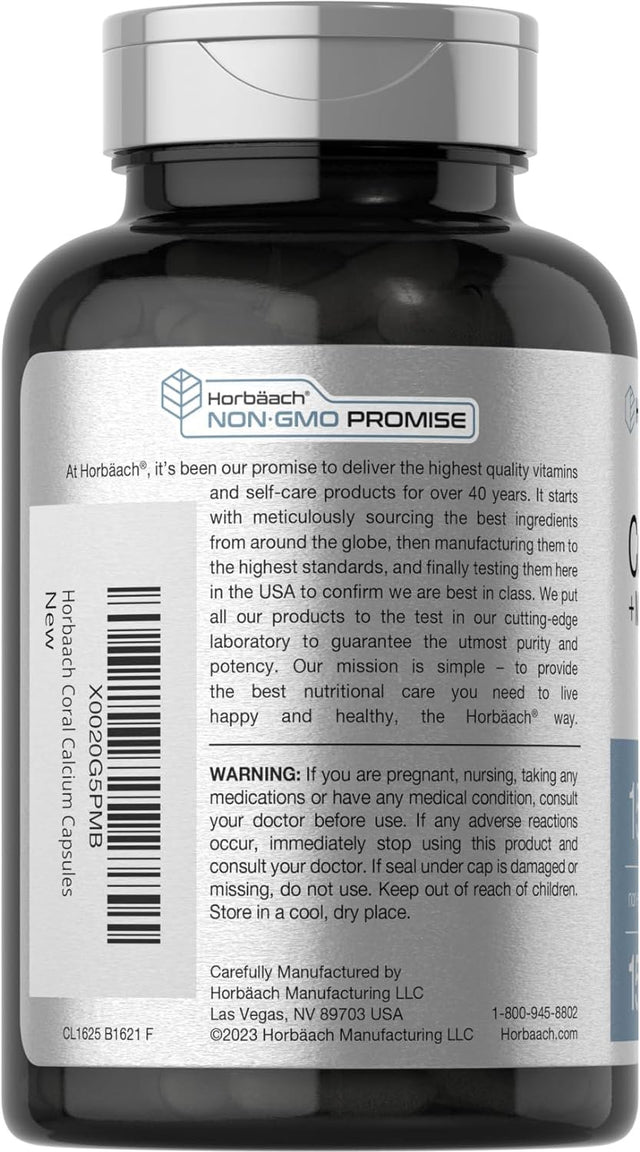 Coral Calcium 1500Mg | 200 Capsules | plus Magnesium | by Horbaach