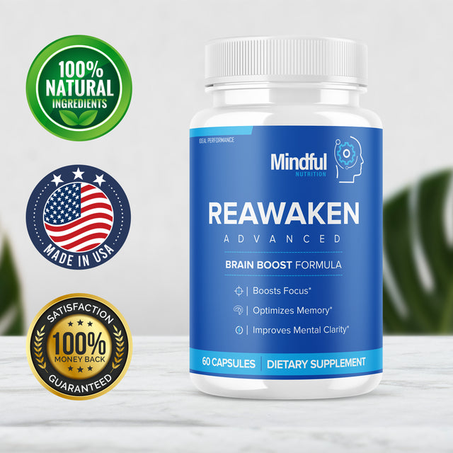 Reawaken Advanced Brain Boost Formula - Boost Focus, Optimize Memory, Improve Mental Clarity - Triple Pack (3 Month Supply) 180 Capsules