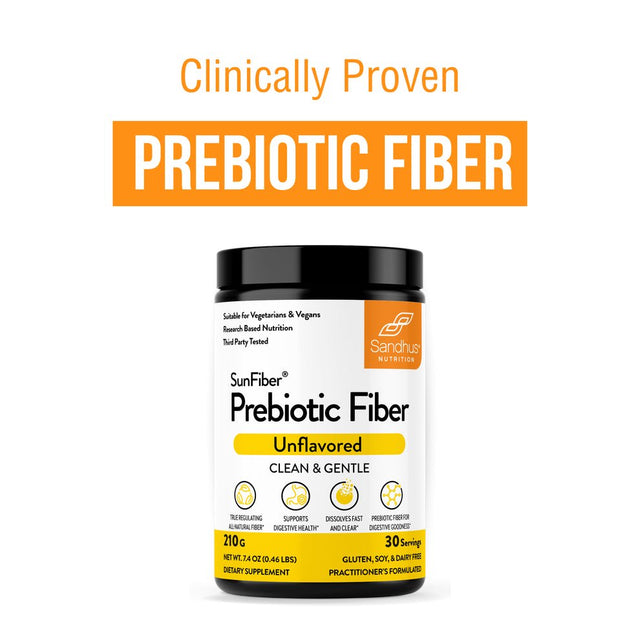 Sandhu'S Sunfiber® Prebiotic Fiber Supplement Powder, Supports Gut Health, Unflavored, 30 Servings