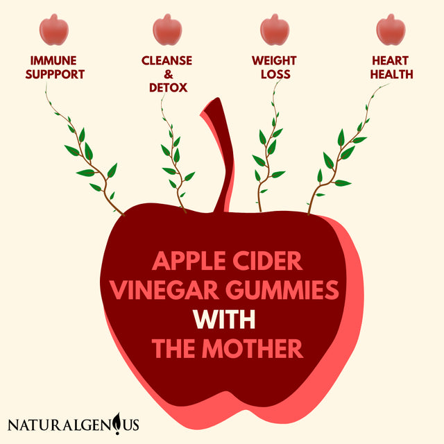 Natural Genius Vegan Apple Cider Vinegar Gummy Vitamins - 2X ACV with the Mother for Detox, Weight Loss 90 Ct