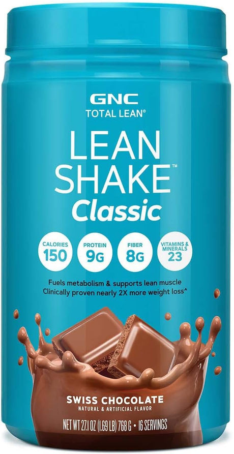 GNC Total Lean | Lean Shake 25 Protein Powder | High-Protein Meal Replacement Shake | Swiss Chocolate | 16 Servings