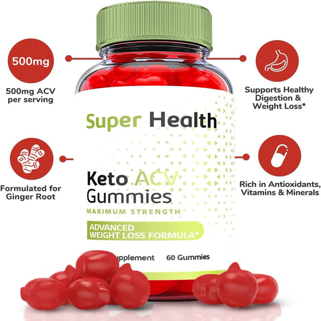 (3 Pack) Super Health Keto ACV Gummies - Supplement for Weight Loss - Energy & Focus Boosting Dietary Supplements for Weight Management & Metabolism - Fat Burn - 180 Gummies