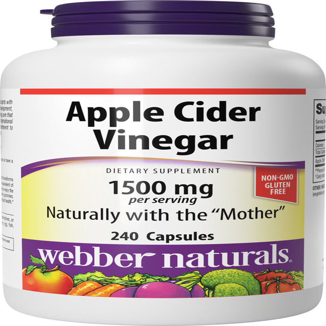 Webber Naturals Apple Cider Vinegar Pills, 1,500 Mg per Serving, High Potency, 240 Capsules, Natural Digestion, Metabolism, Weight & Detox Support, Non-Gmo, Gluten, Dairy & Sugar Free…