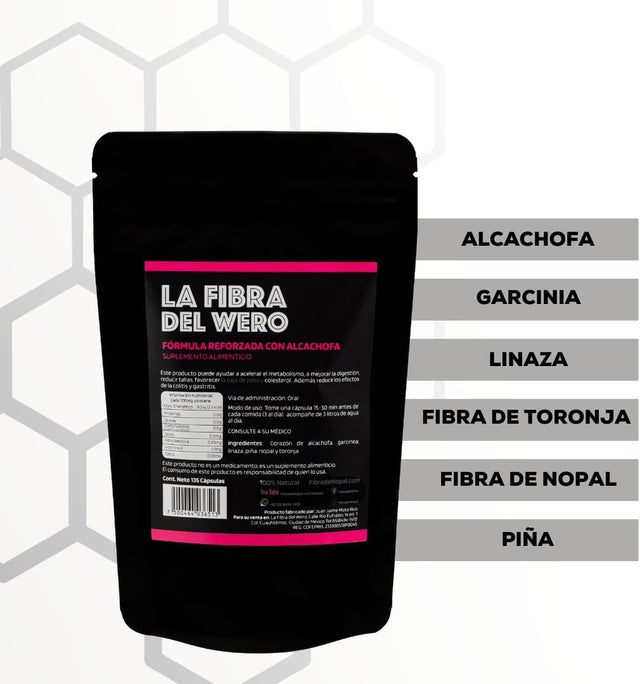 FIBRA DEL WERO | Cactus Fiber with Artichoke | 100% Natural Supplement | Package “Three Months”