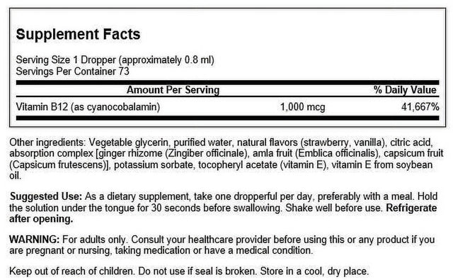 Swanson B-12 Liquid 1,000 Mcg 2 Fl Oz Liquid