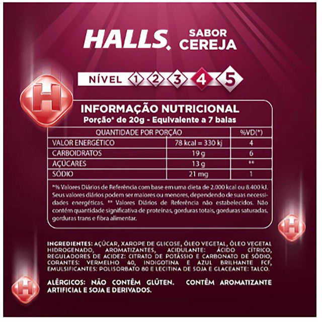 Halls Cherry / Cereja / Cereza Throat Drops, Two Packs of 10 Drops, Soothing Relief (20 Total Drops)