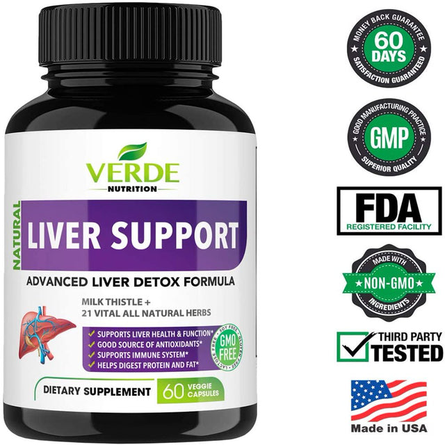 All Natural Herbal Liver Support Supplement, Cleanse and Detox | Liver Aid, Liver Health, Liver Detoxifier Regenerator | Advanced & Fast-Acting Milk Thistle Extract Ginger & Turmeric Formula