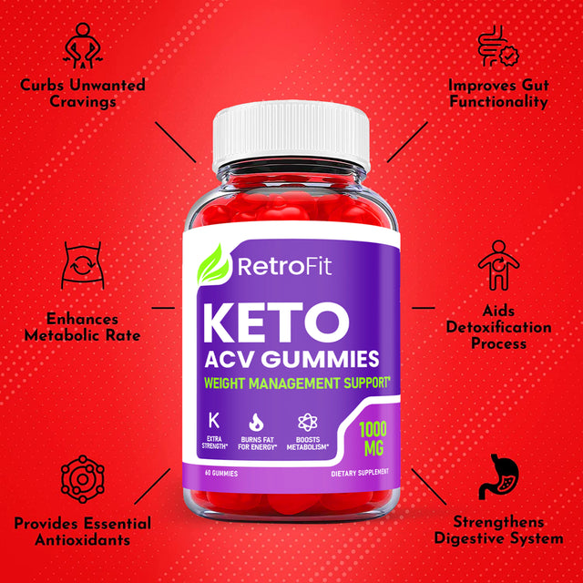 (2 Pack) Retro Fit Keto ACV Gummies - Supplement for Weight Loss - Energy & Focus Boosting Dietary Supplements for Weight Management & Metabolism - Fat Burn - 120 Gummies