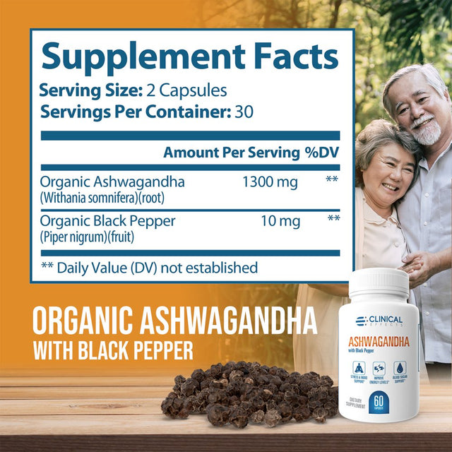 Clinical Effects Ashwagandha - Made with Organic Ashwagandha for Mood and Energy Support - 60 Capsules