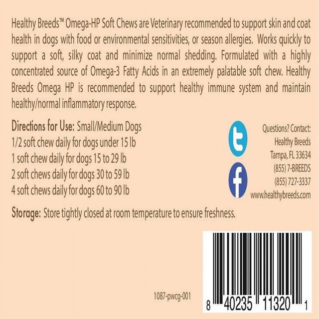 Healthy Breeds Pembroke Welsh Corgi Omega HP Fatty Acid Skin and Coat Support Soft Chews