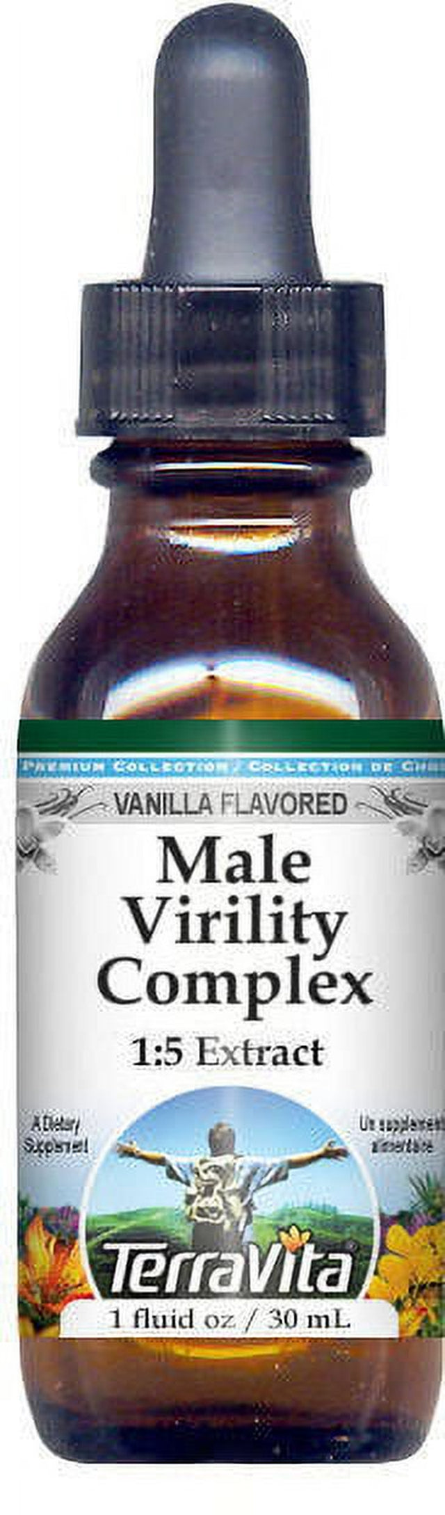 Terravita Male Virility Complex Glycerite Liquid Extract (1:5) - Vanilla Flavored, (Vanilla, 1 Oz, 1-Pack, Zin: 523623)