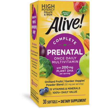 Nature'S Way Alive! Prenatal Multivitamin, High Potency Folate & Iron, 30 Softgels