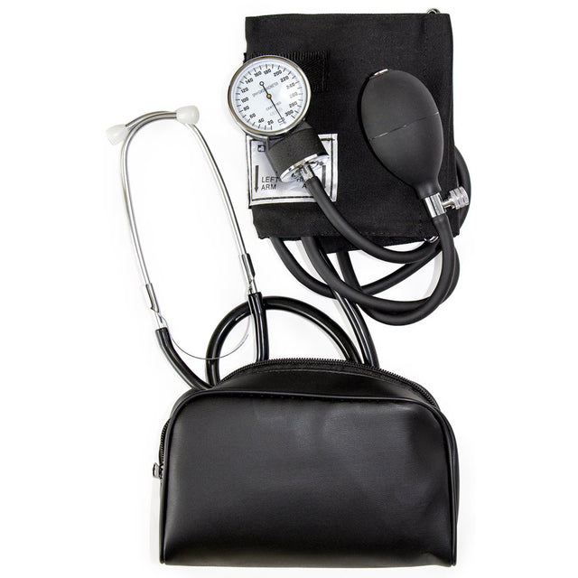 Healthsmart Manual Home Blood Pressure Monitor with Standard Cuff and Stethoscope, Black