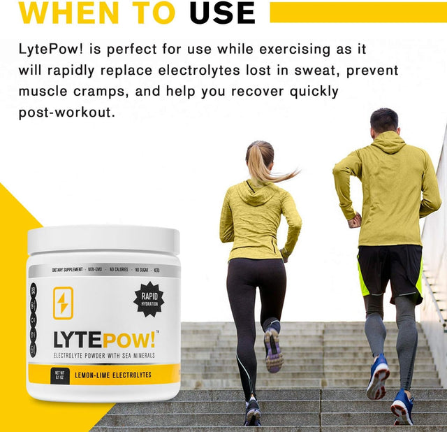 Lytepow Electrolytes Powder with Sea Minerals - Lemon-Lime Hydration Supplement - 90 Servings - Non-Gmo, No Calories, or Sugar - Delicious Keto Replenishment Drink Mix - Perfect for Exercising