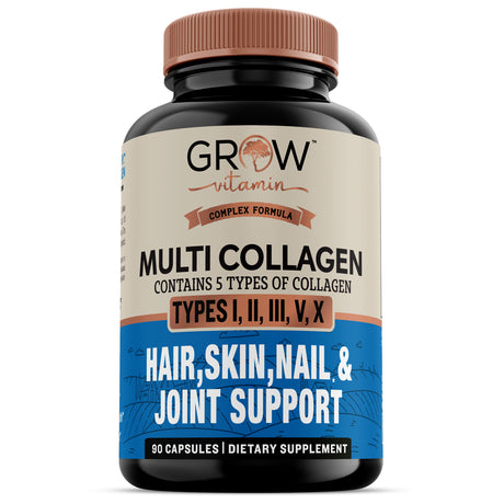 Multi Collagen Pills (Type I, II, III, V, X) 1800Mg for Anti-Aging, Hair, Skin, Nails and Joint Support, 30 Day Supply– High Absorption Collagen Peptides All 5 Types - 90 Capsules