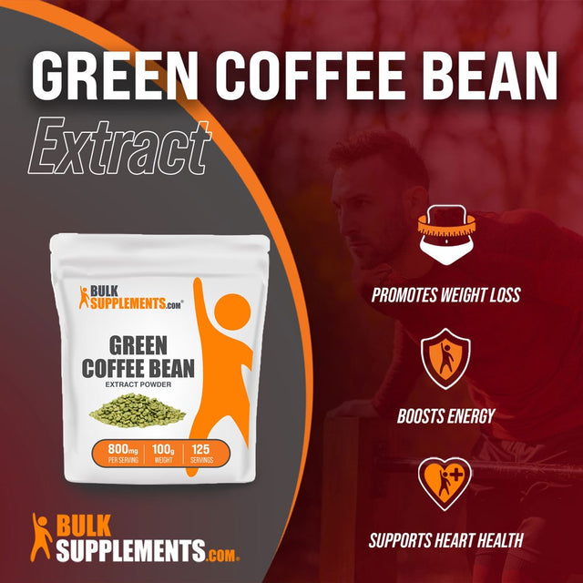 Bulksupplements.Com Green Coffee Bean Extract Powder, 800Mg - Energy Boosting - Fat Burning Supplement (100G - 125 Servings)