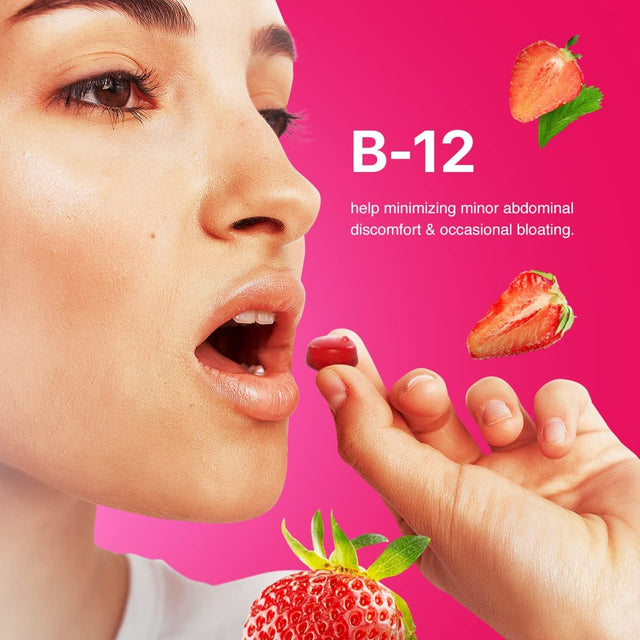 Happy Healthy Wellness B-12 Vegan Gummies for Women - Gelatin & Gluten Free Chewable Gummy for Immune Support & Digestion - Perfect Dietary Supplement - Raspberry