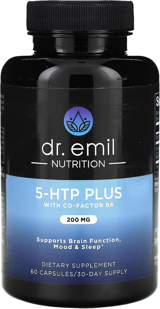 DR EMIL NUTRITION 200 MG 5-HTP plus with Sam-E to Maintain Normal Healthy Sleep and Create a Sense of Wellbeing - 5HTP Supplement with Vitamin B6-60 Vegan Capsules, 30 Servings