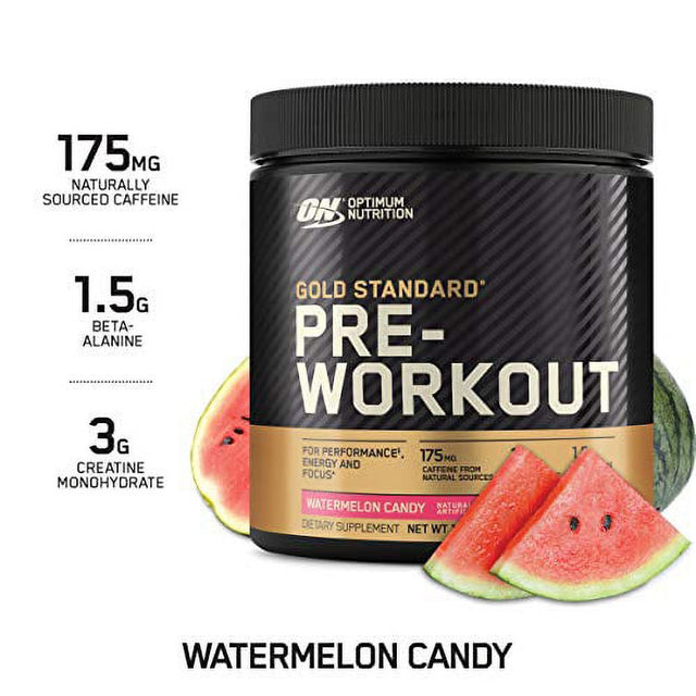 OPTIMUM NUTRITION Gold Standard Pre-Workout with Creatine, Beta-Alanine, and Caffeine for Energy, Flavor: Watermelon, 30 Servings