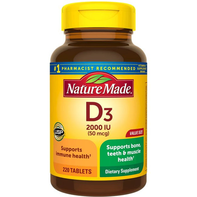 Nature Made Vitamin D3 2000 IU (50 Mcg) Tablets, 220 Count Value Size