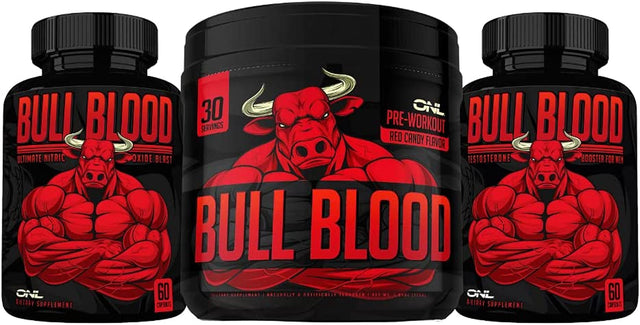 Osyris Nutrition Lab Bull Blood Stack - Bull Blood Test Booster, Bull Blood Nitric Oxide, and Bull Blood Pre Workout High Potency Endurance, Drive and Strength Boost