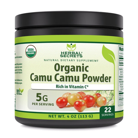 Herbal Secrets Natural Raw Camu Camu Powder 4 Oz (Non-Gmo) (22 Approx Servings) - Rich in Vitamin C *Promotes Immune Function, Supports Healthy Ageing* Supports Overall Health & Well-Being*