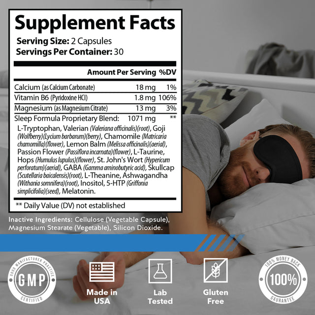 Alpha PM Natural Sleep Aid - Restful Sleep Magnesium Supplement for Men 60 Ct