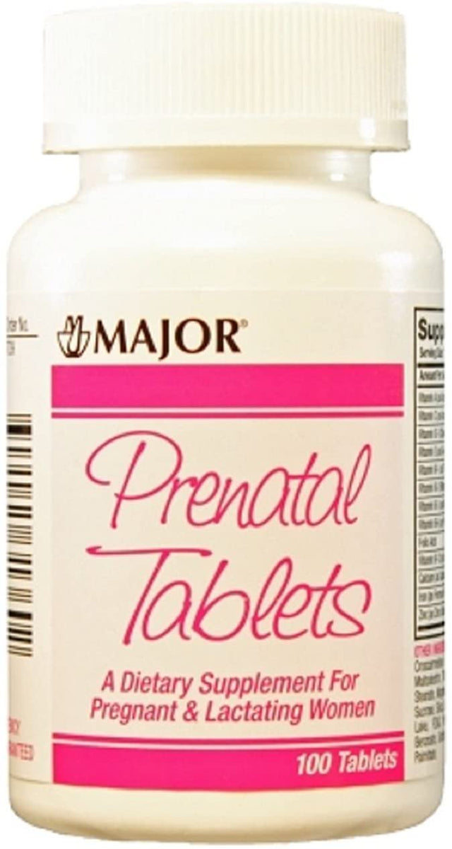 Major Prenatal Vitamins, Dietary Supplement, Bottle of 100 Tablets