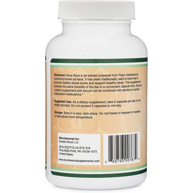 Kava Kava Supplement 1,000Mg per Serving, 120 Capsules (High Purity Potent 3-5% Kavalactones Root Extract) for Relaxation and Stress Relief (Made in the USA, Vegan Safe) by Double Wood